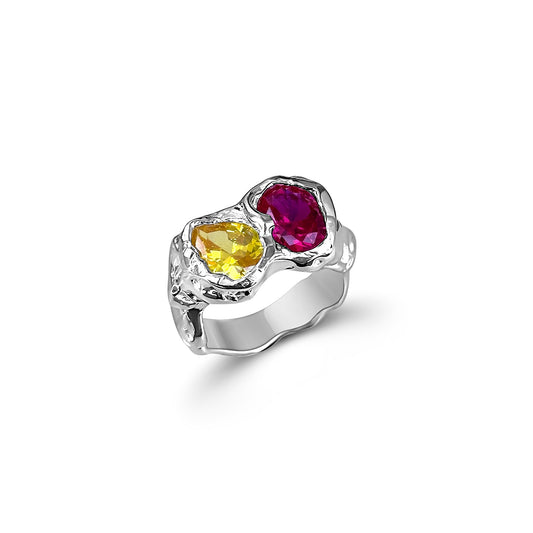 Pink and Yellow Premade Ring